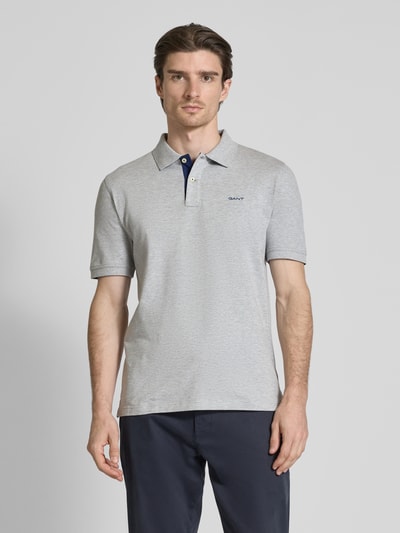Gant Regular Fit Poloshirt mit Label-Stitching Mittelgrau Melange 4
