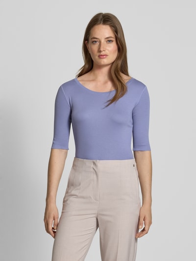 Marc Cain T-shirt van katoenmix met logo-applicatie Lavendel - 4