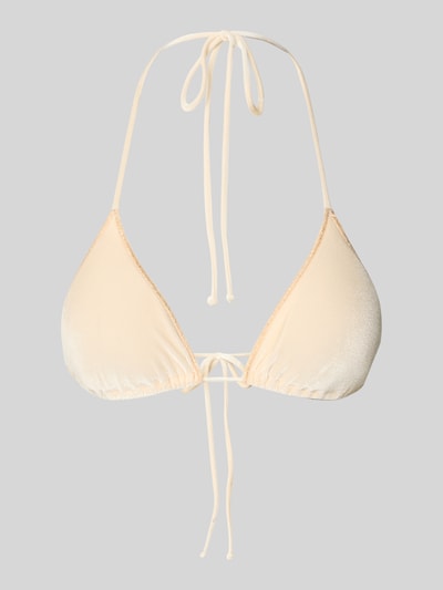 Produktfoto, Bikini-Oberteil in triangelmodel model 'Leah' van MC2 Saint Barth, elastische materiaalmix, fluweel, dames, lichtbeige kleur, glad oppervlak