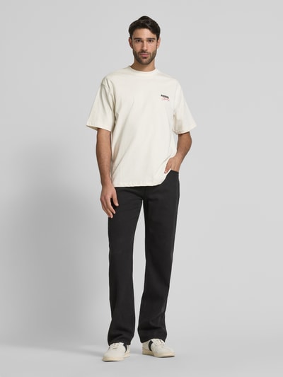 WOODBIRD T-shirt met labelprint, model 'Baine Ganbei' Wit - 1