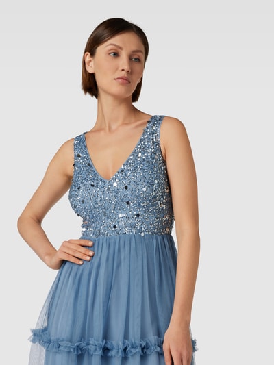 LACE & BEADS Abendkleid im Stufen-Look Bleu 3