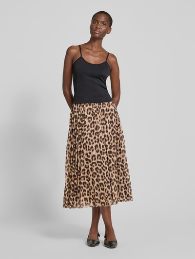 Oui Midirok met plissévouwen Camel - 1