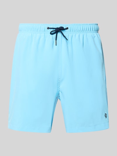 Produktfoto, Badehose mit elastischem Bund und Tunnelzug von MCNEAL in Hellblau, Material-Mix mit Stretch-Anteil, Regular-Fit, Vorderansicht