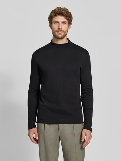 Christian Berg Men Regular Fit Longsleeve aus reiner Baumwolle mit Stehkragen Black 4
