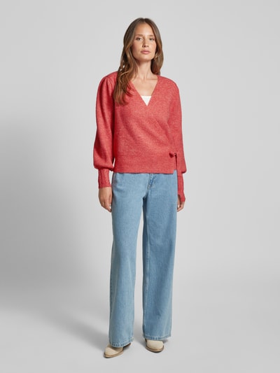 ICHI Gebreide pullover met strikdetail, model 'HOLENE' Roestrood - 1