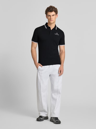 Sergio Tacchini Slim Fit Poloshirt mit Logo-Stitching Modell 'Reed' Black 1