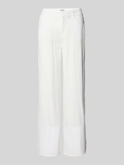 WEEKDAY Spodnie materiałowe z prostą nogawką i efektem marszczenia model ‘Sander’ Złamany biały 2