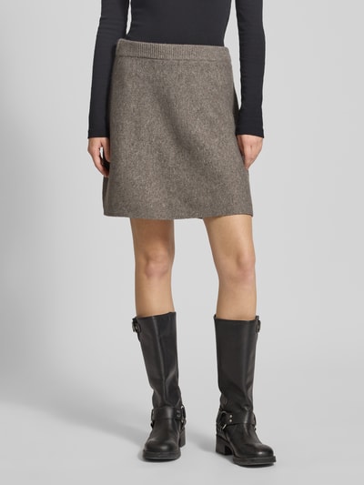 Pieces Eng anliegender Mini-Rock mit Woll-Anteil Modell 'MALOU' Mittelbraun 4