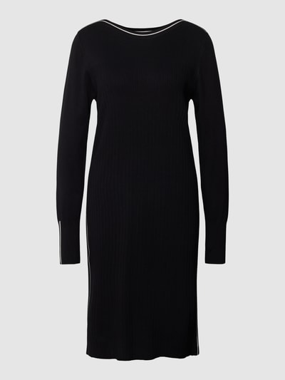 Betty Barclay Knielange gebreide jurk van viscosemix met contraststrepen Zwart - 2