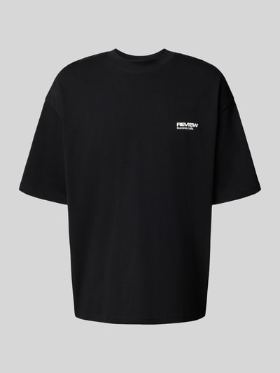 REVIEW T-shirt met geribde ronde hals Zwart - 2