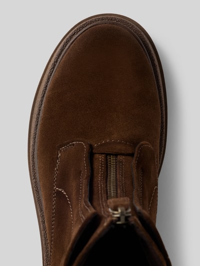 Tamaris Boots mit Frontreißverschluss aus Rindsvelours Mittelbraun 3