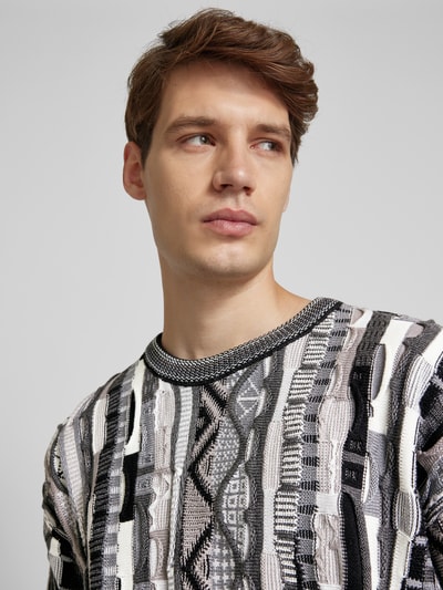 CARLO COLUCCI Gebreide pullover met structuurmotief Zwart - 3