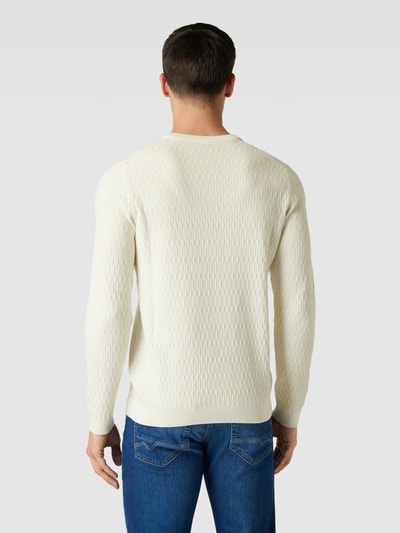 JOOP! Collection Gebreide pullover met structuurmotief, model 'Fabion' Offwhite - 5