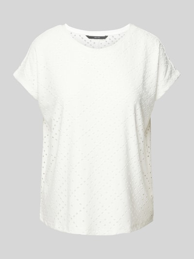 Vero Moda T-shirt z haftem angielskim model ‘TASSA’ Biały 2