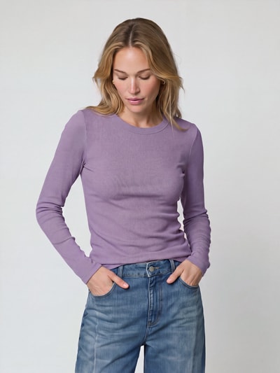 Marc O'Polo DENIM Langarmshirt mit Rollsaum-Details Flieder 4
