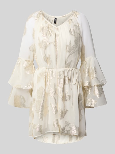 Vero Moda Loose Fit Minikleid mit metallisch glänzendem Muster Modell 'CHILI' Hellgelb 2