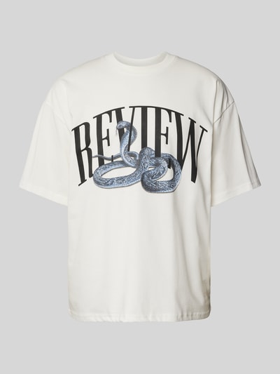 REVIEW T-Shirt mit Motiv- und Label-Print Offwhite 2