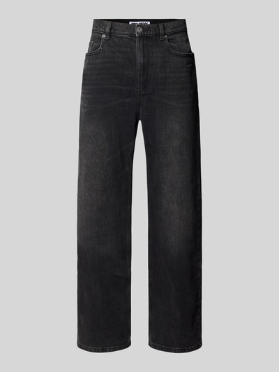 Produktfoto, Baggy Fit Jeans im Five-Pocket-Design von REVIEW in schwarzer Waschung aus Baumwoll-Elasthan-Mix, strukturierte Oberfläche.