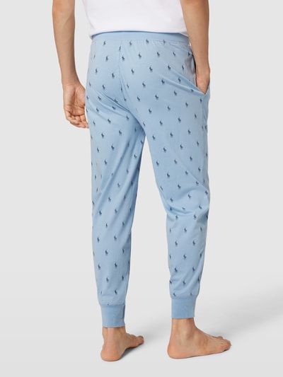 Polo Ralph Lauren Underwear Sweatpants met all-over logoprint, model 'LIQUID' Lichtblauw - 5