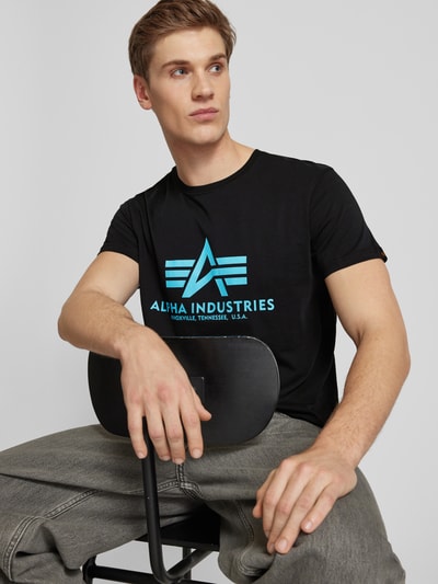 Alpha Industries T-shirt z czystej bawełny Metaliczny niebieski 3