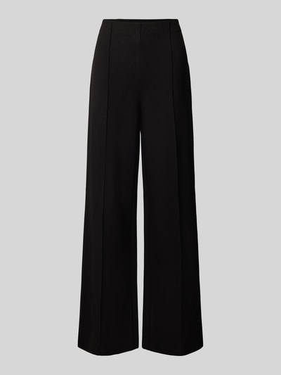Produktfoto, schwarze Flared Cut Hose mit elastischem Bund und Längsnähten aus Viskose-Mix von Christian Berg Woman Selection.