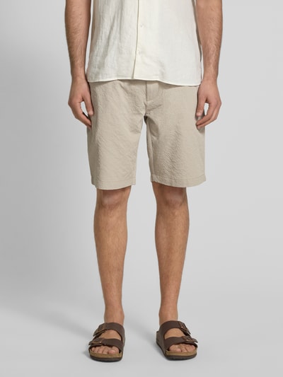 MCNEAL Korte regular fit broek met structuurmotief Ecru - 4