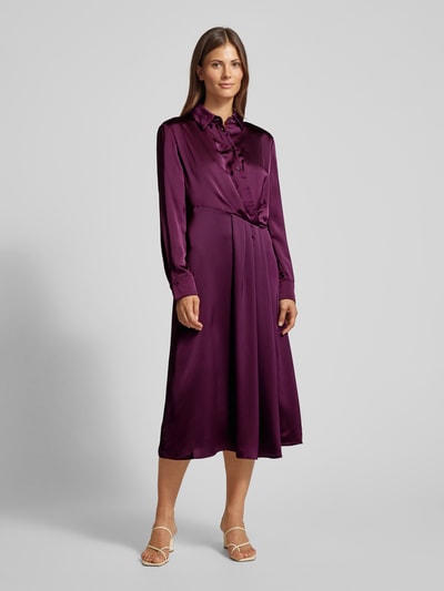 HUGO Hemdblusenkleid mit gelegte Falten Modell 'Keya' Aubergine 4