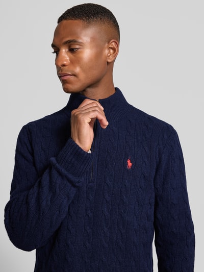 Polo Ralph Lauren Strickpullover aus Baumwoll-Kaschmir-Mix mit Stehkragen Marine 3
