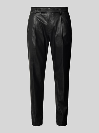 Cinque Slim fit pantalon in leerlook, model 'SALTO' Zwart - 2