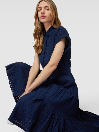 Lauren Ralph Lauren Hemdblusenkleid mit Strukturmuster Modell 'VILMA' Marine 3