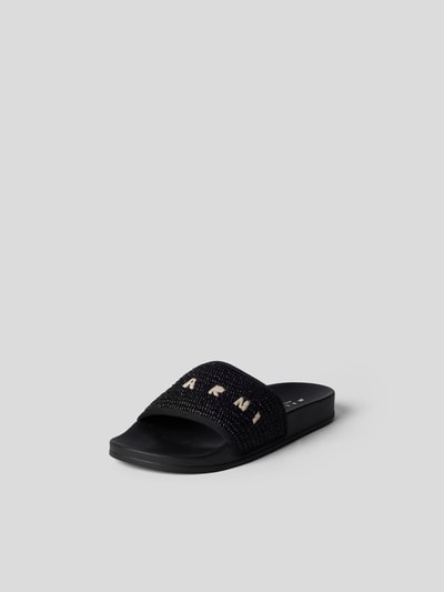 Marni Slides mit Label-Stitching Schwarz 2