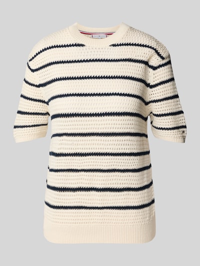Tommy Hilfiger Regular Fit Häkelpullover aus Baumwoll-Mix Sand 2