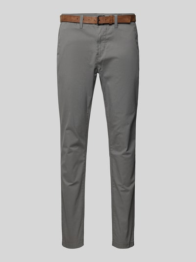 Tom Tailor Denim Slim Fit Chino mit Gürtel Mittelgrau 2