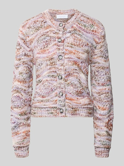 Produktfoto, Regular Fit Cardigan mit Woll-Anteil van Rich & Royal, meerkleurige tricotlook, elastische materiaalmix, ronde hals, knoopsluiting