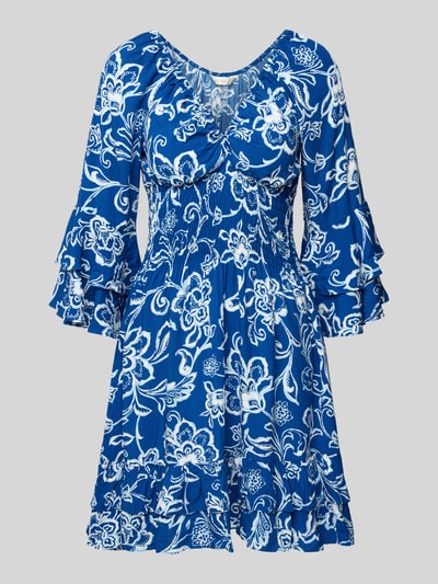 Apricot Minikleid mit Volants Blau 2