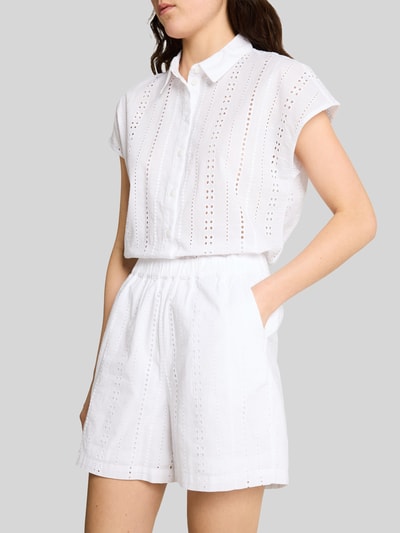 Tom Tailor Denim Relaxed Fit Shorts aus reiner Baumwolle mit Lochstickerei Weiss 3