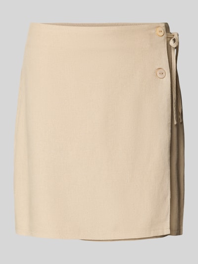 Only Ausgestellter Wickelrock Viskose-Leinen-Mix Modell 'CARO' Sand 2