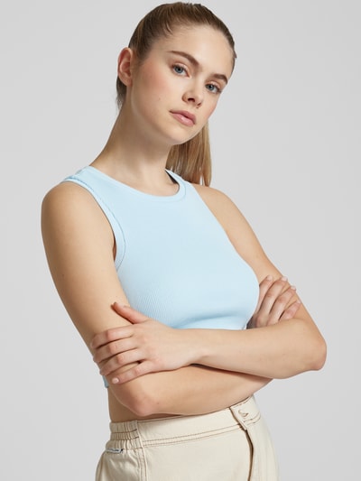 Only Korte top in effen design, model 'VILMA' Lichtblauw - 3