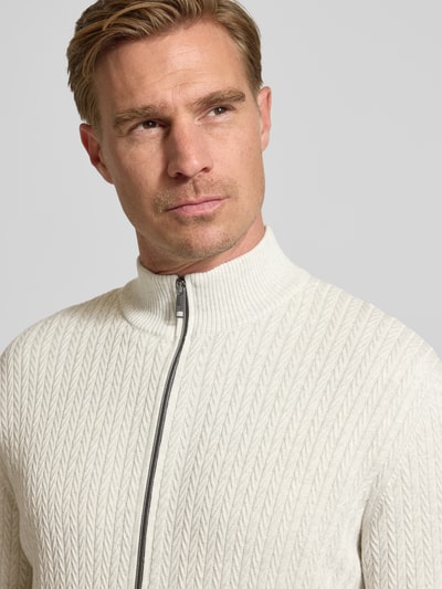 Christian Berg Men Gebreid jack met ritssluiting  Offwhite - 3