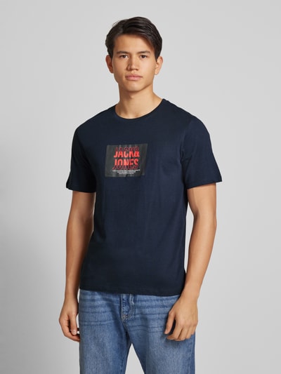 Jack & Jones T-Shirt mit Label-Print Modell 'HUDSON' Marine 4