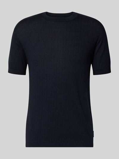 Produktfoto, Strickshirt mit Rundhalsausschnitt van ARMANI EXCHANGE, pure katoen, slim fit, ruglengte bij maat M 69 cm, donkere kleur, fijne structuur.