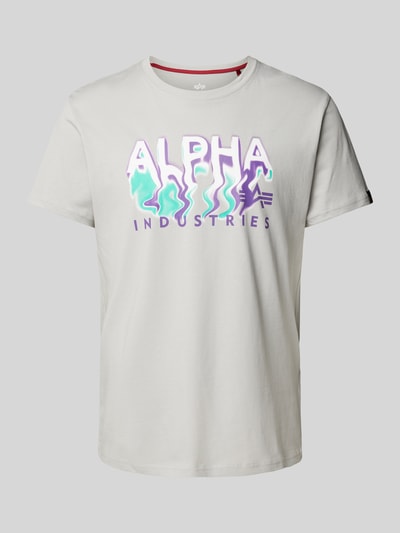 Alpha Industries T-Shirt mit Label-Print Modell 'Nebula' Hellgrau 2