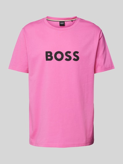 BOSS T-shirt met labelprint Felroze - 2