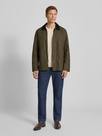 Selected Homme Kurtka woskowana o kroju regular fit z czystej bawełny model ‘WALTER’ Oliwkowy 1