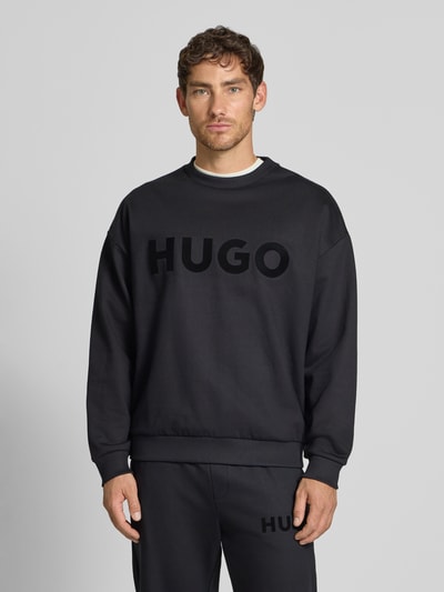 HUGO Comfort fit sweatshirt van puur katoen, model 'DINEX' Zwart - 4