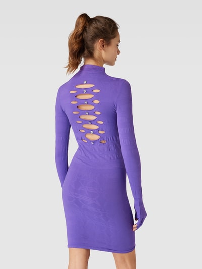 Review Mini-jurk in gestructureerd design met vingerlingen Paars - 5