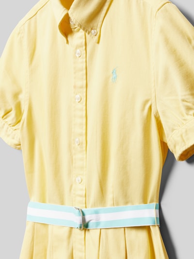 Polo Ralph Lauren Teens Hemdblusenkleid mit Button-Down-Kragen und Gürtel Gelb 2