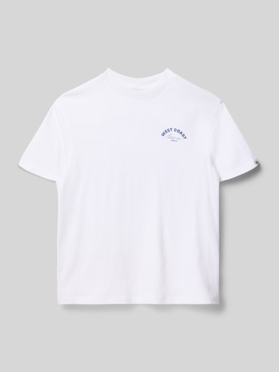 Produktfoto, weißes Regular Fit T-Shirt mit Statement-Print von Garcia aus reiner Baumwolle, Rundhalsausschnitt, glatte Oberfläche