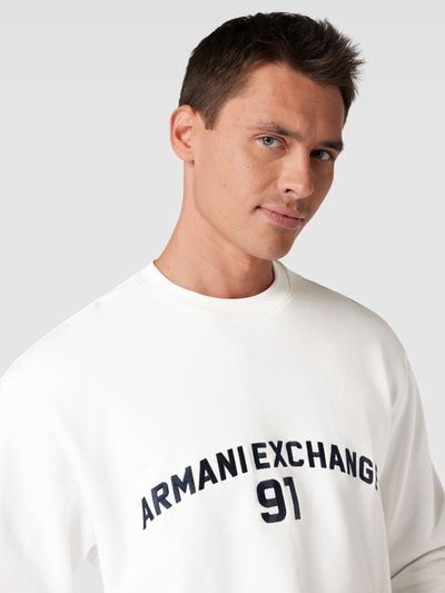 ARMANI EXCHANGE Bluza z wyhaftowanym logo Złamany biały 3