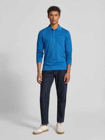 Christian Berg Men Regular fit poloshirt in design met lange mouwen Oceaanblauw - 1